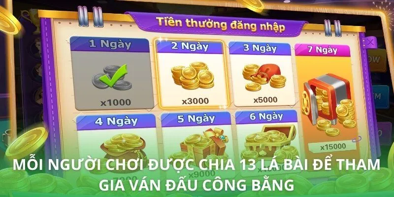 Mỗi người chơi được chia 13 lá bài để tham gia ván đấu công bằng